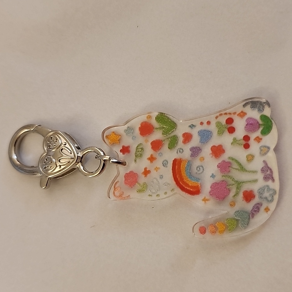 CAT  ZIPPER Pull purse charm Or Charm bracelet Lobster claw clip closure